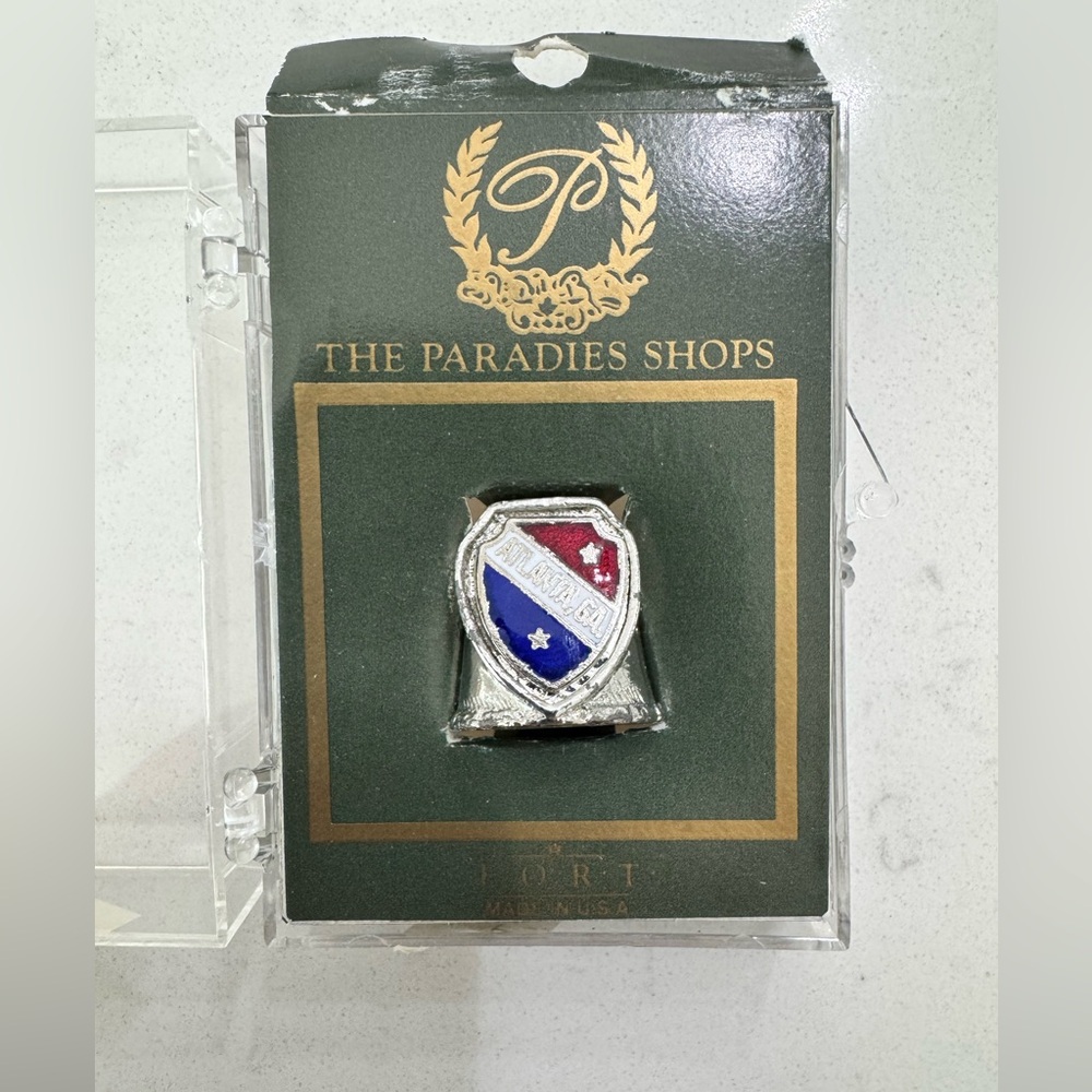 Vintage Atlanta Georgia Flag Pewter Thimble – F•O•R•T USA - Souvenir NIB